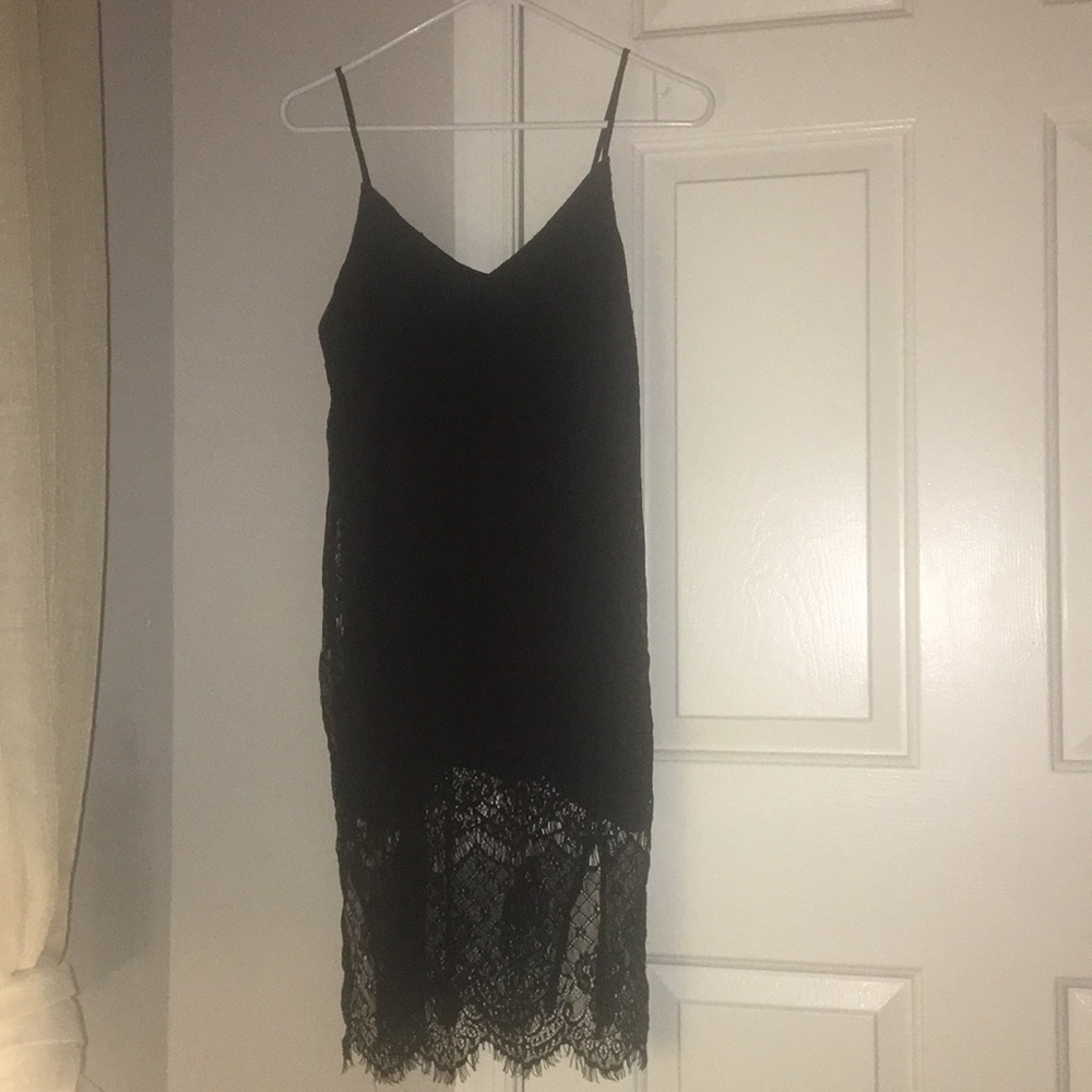 Black lace midi dress